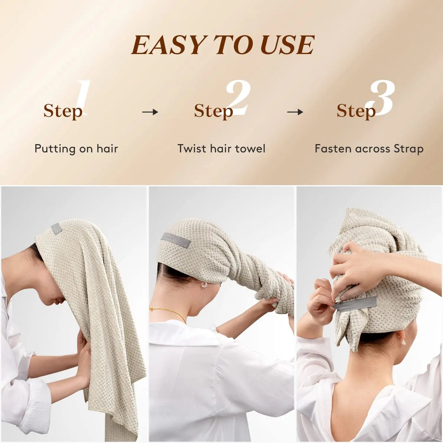 ✨Elora Hair™ Quick-Dry Microfiber Towel Wrap – Ultra Absorbent Turban
